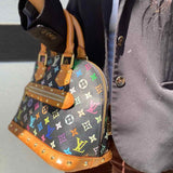 LOUIS VUITTON 2004 Multicolour Alma Black Half Dome Monogram Satchel
