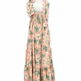 So Me Women's Pink Green Size L Sleeveless Floral Dress