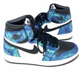 Nike Air Jordan 1 Retro High Women's Blue White Size 10 Leather Tie Dye Sneakers
