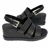Vince Rochel Women's Black Size 7.5 Wedge Leather Slingback Sandals