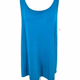 Eileen Fisher Women's Blue Size PL Scoop Neck Silk Sleeveless