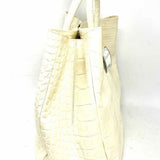 Furla Off White Croc Embossed Leather Made in Italy Tote