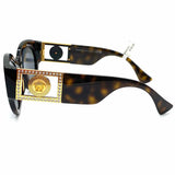Versace Medusa MOD 4438 Dark Brown Gold Tone Round Tortoise Sunglasses