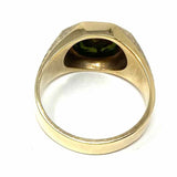 A & Z size 9 10K Gold Green Geometric Cabochon Nephrite Jade Ring
