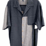Tommy Bahama Golf Men's Black Gray Size M Button Down Silk Short Sleeve Shirt