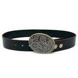 Napoli Leather Black Belt w/ Pasiley Buckle