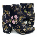 bar III Gatlin Women's Black Size 7 Block Heel Satin Floral Bootie