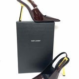Saint Laurent Lee Women's Burgundy Sz 38.5/8 Stiletto Patent Leather Slingbacks