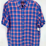UNTUCKit Men's Blue/Pink Size XL Plaid Short Sleeve Shirt