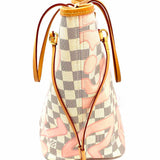LOUIS VUITTON 2017 Tahitienne Neverfull MM Pink Damier Azur Full Set Tote