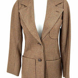 Saint Laurent Women's Brown Size 34/XS Wool Houndstooth Vintage Blazer