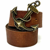 Lauren by RL Y2K Vintage Brown Anchor Leather Belt