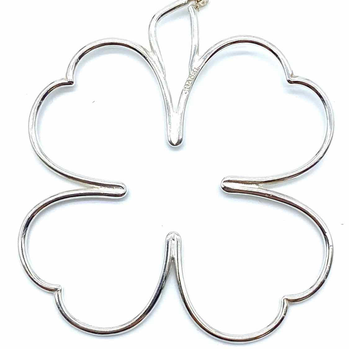 Chanel 1990's .925 Sterling Silver Drop Clover Earrings