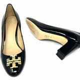 Tory Burch Women's Black Size 7.5 Block Heel Patent Leather Logo Pumps