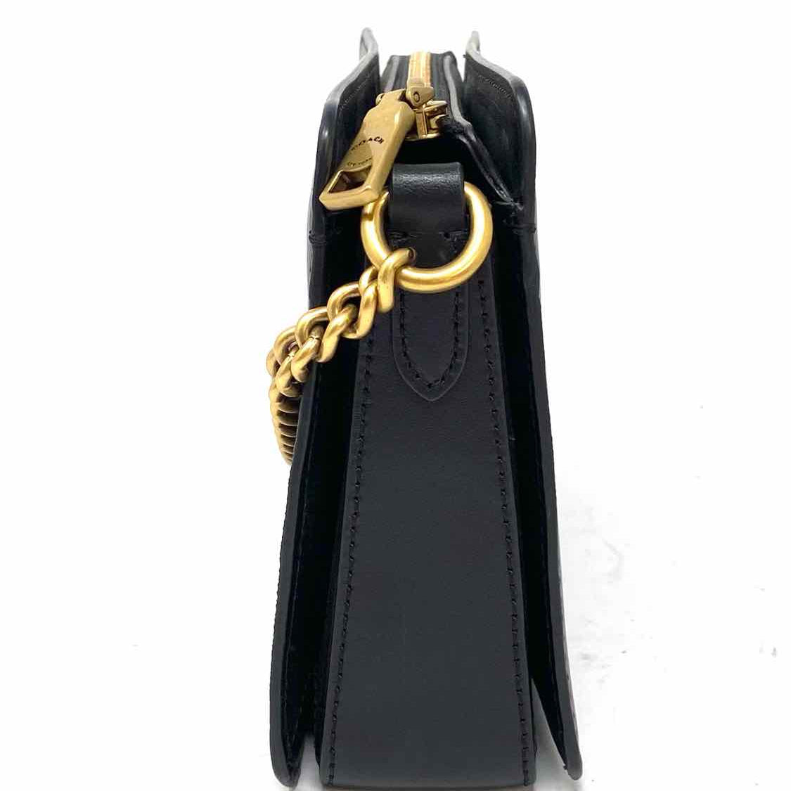 Coach Signature Chain Black Zip Leather Crossbody