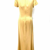 Saloni Kelly Women's Gold Size 6 Maxi Silk Bow Dress