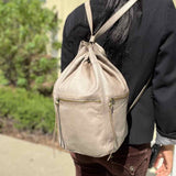 HOBO INTERNATIONAL Phoenix Gray Bucket Leather Backpack