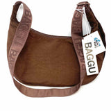 BAGGU Nylon Brown Crescent Crossbody