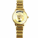 Versace Stainless Steel Gold Tone Round Medusa Watch