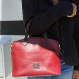Dooney & Bourke Heidi Red Zip Leather Braided Strap Tote