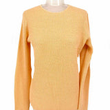 Vince Women's Orange Size M Crew Neck Cashmere Silk Blend Mesh Long Sleeve