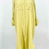 MAGASCHONI Women's Yellow Size L Button Down Cotton Dress
