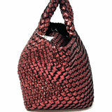 Naghedi St. Barths Small Neoprene Red Woven Glitter Satchel w/ Pouch