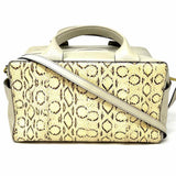 REED KRAKOFF Track Gray Cream Top Handle Snake Leather Satchel