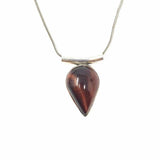 Estate 925 Sterling Silver Brown Pendant 18.5" Teardrop Tiger's Eye Necklace