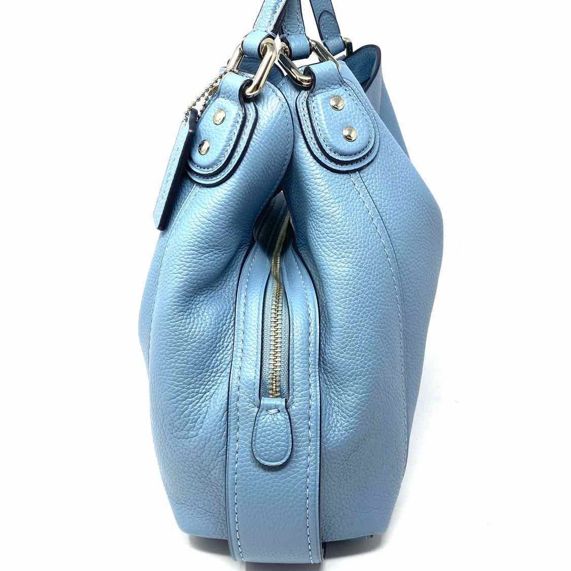 Coach Edie Light Blue Pebbled Leather Tote