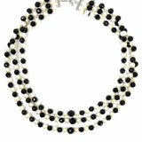 Estate 925 Sterling Black White Multi-strand 16" Beaded Pearl Necklace