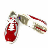 Prada America's Cup Women's Red Gray Size 38.5/8.5 Color Block Sneakers