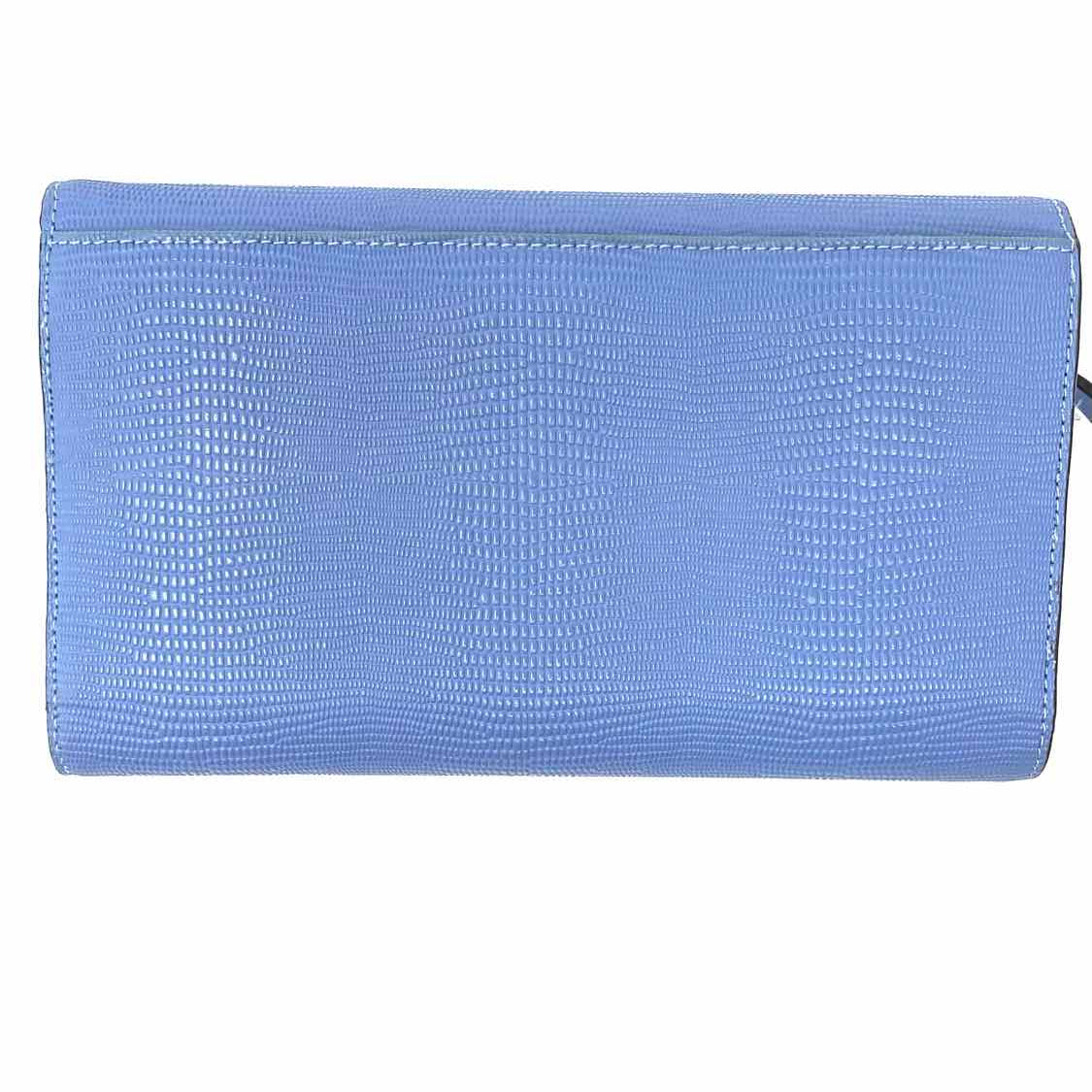 Kate Spade Blue Foldover Croc Embossed Wallet