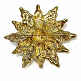 Statement Gold Tone Flower Crystal Brooch