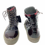 Alexander McQueen Men's Burgundy Shoe Size 42/9 Patent Leather Zip Sneakers