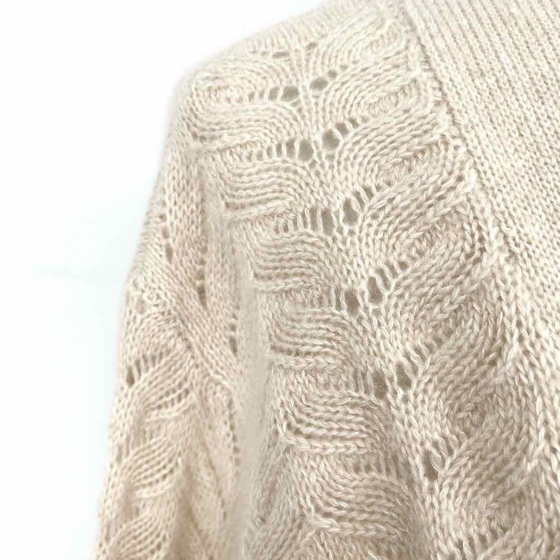 johnny was Women's Cream Size S Open Front Cashmere Linen Blend Knit Cardigan