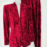 Andrea Polizzi Women's Red Size 4 Crushed Velvet Jacket & Pants Set