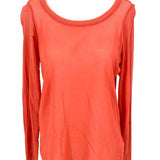 cut loose Women's Orange Size XL Cotton Knit Raw Hem Long Sleeve
