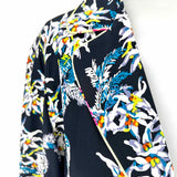 cinq a sept Juliet Women's Navy White Size L Button Down Silk Floral Long Sleeve