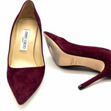 JIMMY CHOO Women's Burgundy Size 7.5 Stiletto Suede Pointed Pumps
