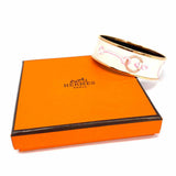 Hermes Inventaire Poetique L Cream Gold Tone Equestrian Made in France Bangle