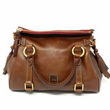 Dooney & Bourke Florentine Brown Zip Tassel Pebbled Leather Satchel