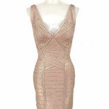 HERVE LEGER Briar Women's Rose Gold Size XS Bodycon bandage Dress