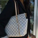 LOUIS VUITTON 2015 Totally PM Coated Canvas Blue White Zip Top Damier Azur Tote