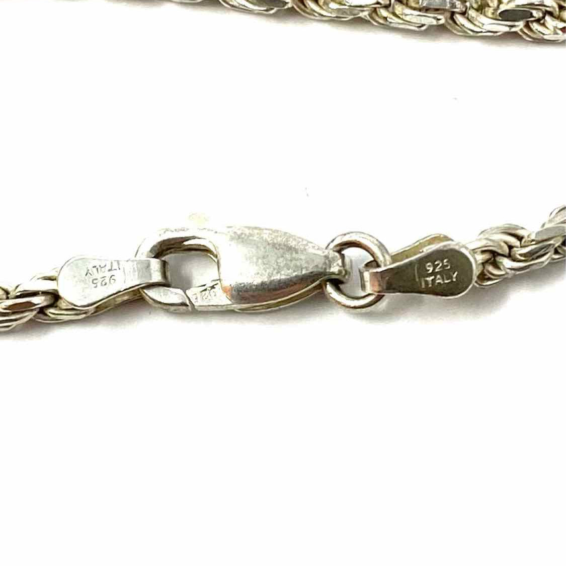 Estate .925 Sterling Silver Chain 7" Rope Bracelet