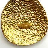 Chanel 1994 CC Medallion 24K Plated Gold Tear Drop Quilted France Necklace