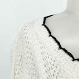 Lost+Wander Women's White Size M/L Scalloped Knit Cardigan