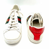 Gucci Ace Women's White Size 37.5/7 Lace-up Leather Web Accent Sneakers