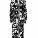 CHRISTIAN LACROIX Women's Black White Size S Long Sleeve Floral Parrots Dress