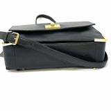 VINCE CAMUTO Black Top Handle Turnlock Leather Briefcase